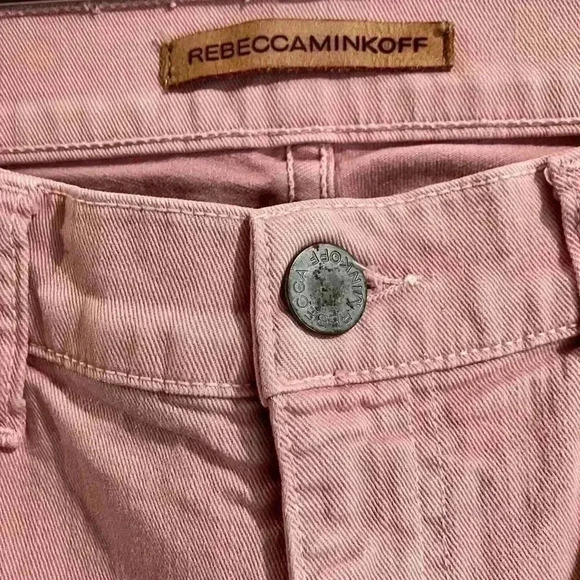 Rebecca Minkoff Soft Pink Thompson Twill Mid Rise Distressed Skinny Jeans - Picture 11 of 11
